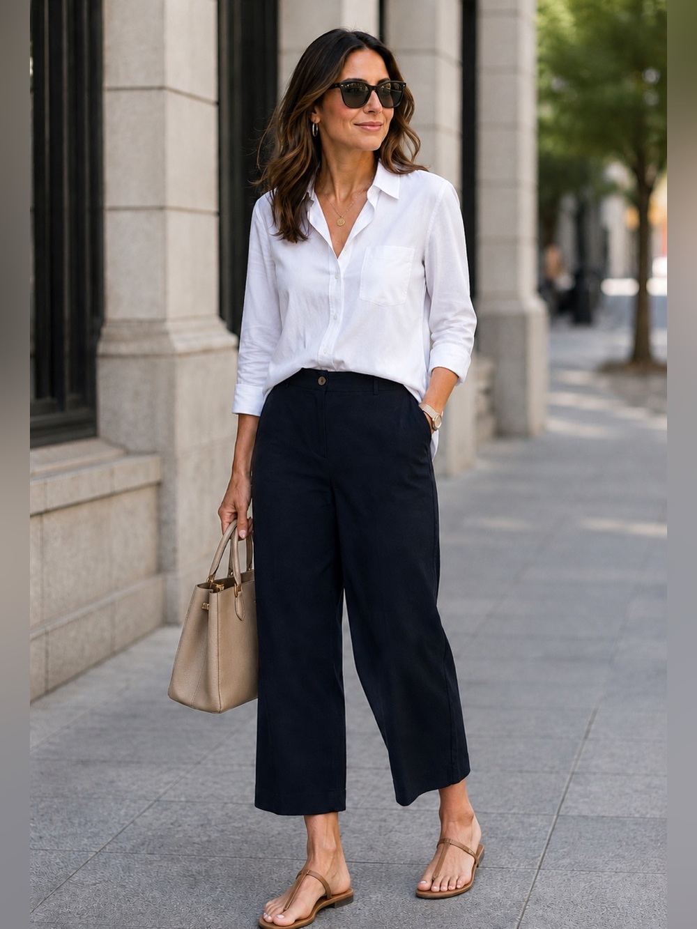 TALBOTS Women's Navy Blue Lightweight Wide-Leg Chino Pants 16P